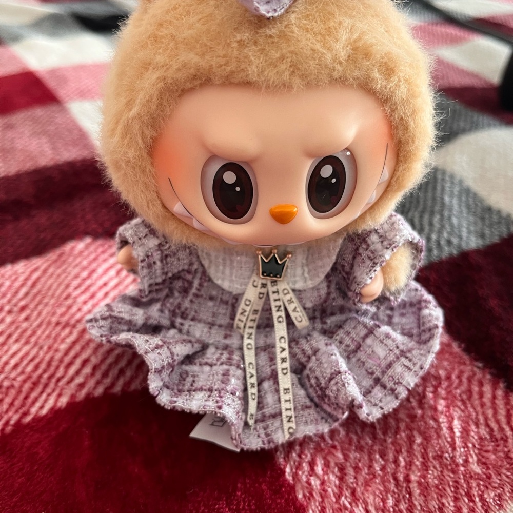 Labubu purple tweed dress with bow (2 piece outfit)- doll not included